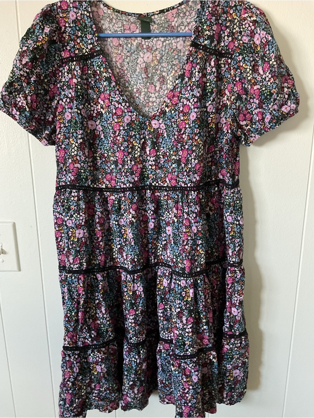 Wild Fable Black Floral Print Dress with Multicolor Blooms. Pretty.